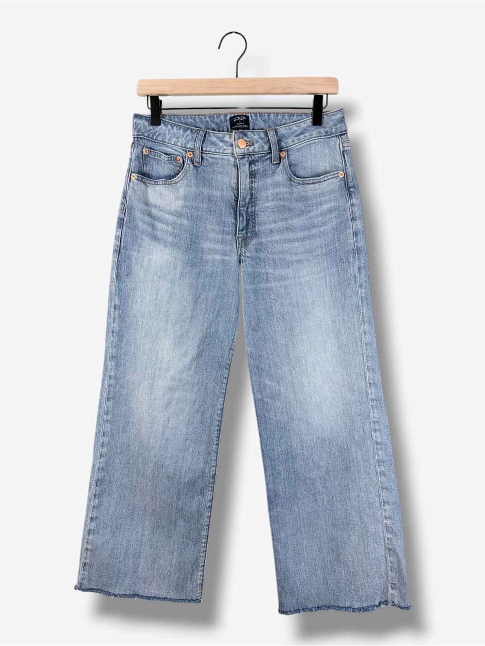 J. Crew Factory Curvy Wide Leg Crop Jean Size 27 All Day Stretch Light Wash